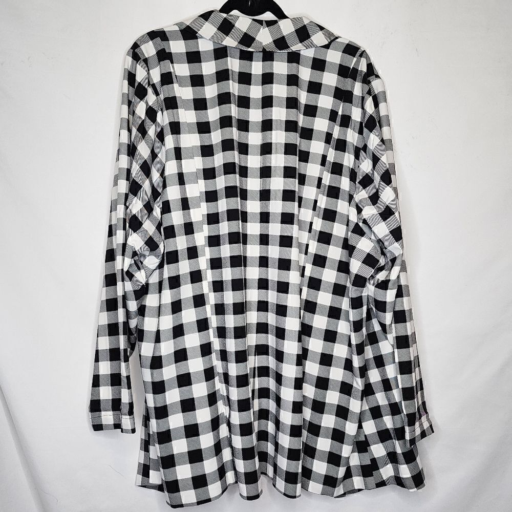 5X 28W Torrid Black White Retro Gingham Plaid Blazer Crepe Open Shawl Collar Plu - Picture 10 of 10